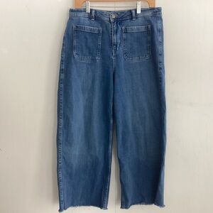 Marks & Spencer Per Una cropped wideleg raw hem patch pocket jeans 99% cotton 10